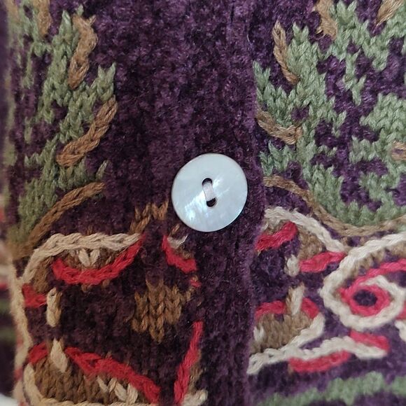 Woolrich Vintage Embroidered Sweater Vest Cardigan in Wine Size XL - Picture 7 of 14